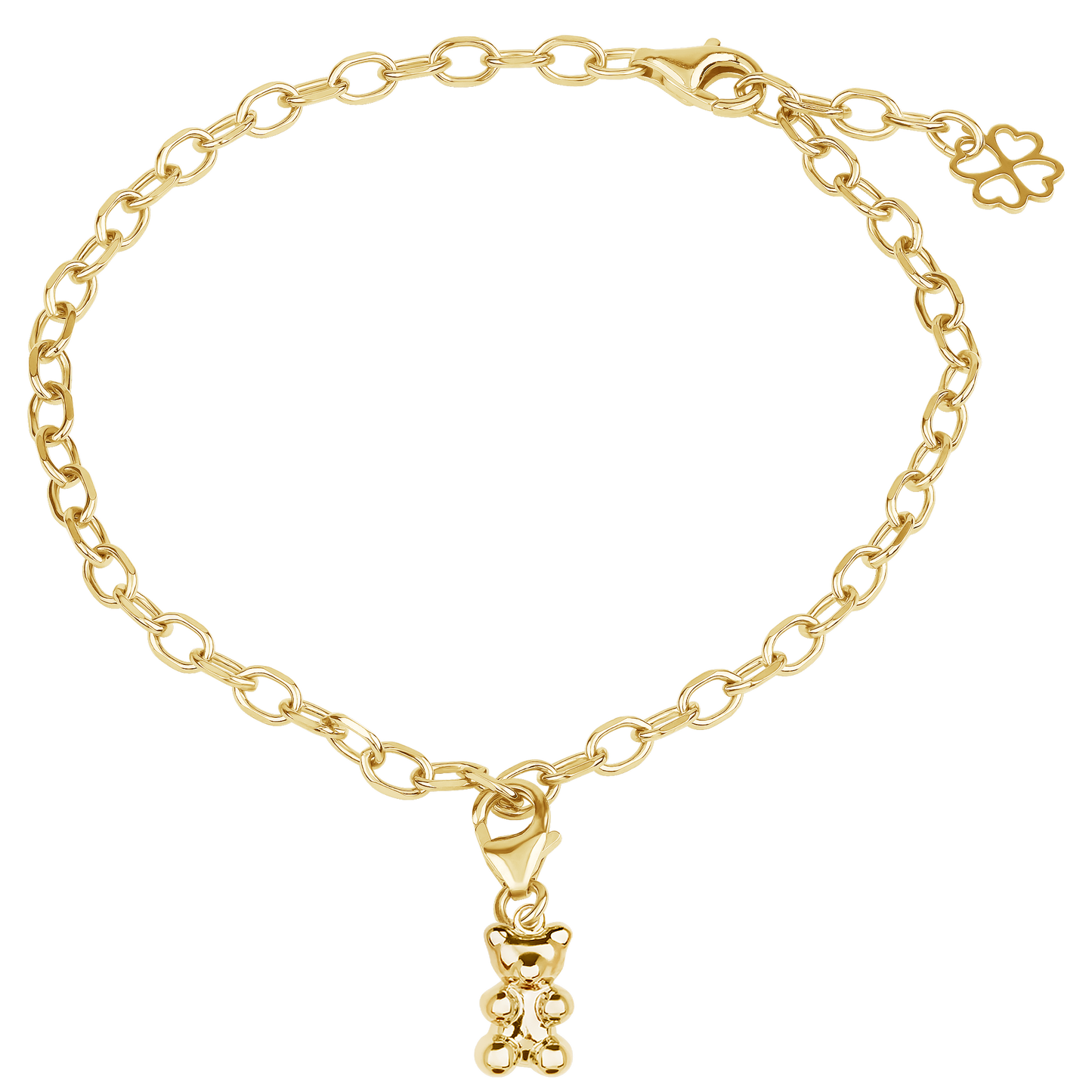 Mutmacher-Set Gold: Armkette mit Bärenanhänger und Kleeblatt-Charm