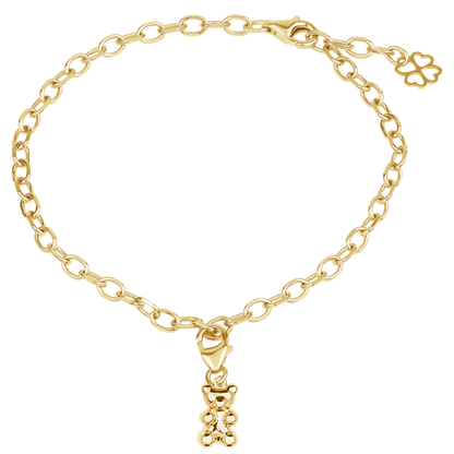 Mutmacher-Set Gold: Armkette mit Bärenanhänger und Kleeblatt-Charm