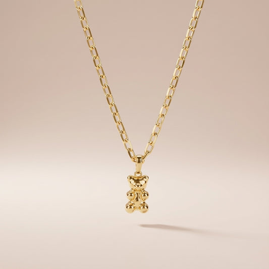 Yasbear | Der Mutmacher | Halskette mit Bärenanhänger - Gold