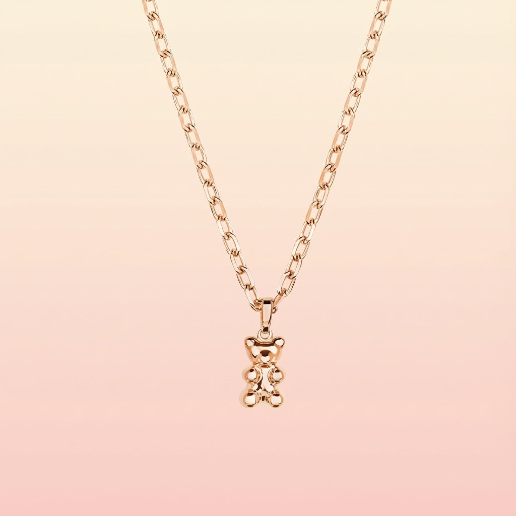 Yasbear | Der Mutmacher | Halskette mit Bärenanhänger - Rosé